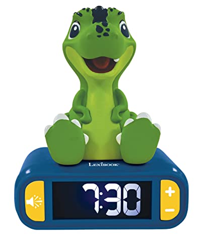Lexibook RL800DINO Nachtlicht Dinosaurier, Uhr, Wecker für Jungen und Mädchen, Snooze, Farbe Blau/Grün-RL800DINO, Blau/Grün, M von Lexibook