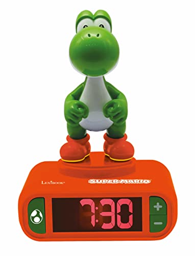Lexibook RL800NI1 Yoshi Nintendo Super Mario Soundeffekte-Jungen Wecker-mit Snooze-Orange/Grün, Einheitsgröße 3+ Jahren von Lexibook