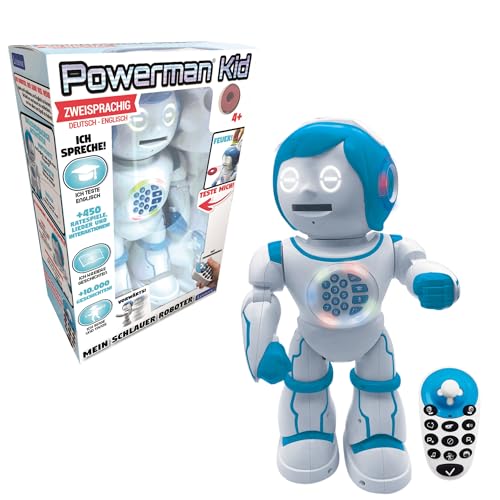 Lexibook Powerman Kid - Pädagogischer und zweisprachiger deutsch/englischer Roboter - Gehend Sprechend Tanzend Singendes Spielzeug - STEM Programmierbares Erzählen Erstellen von Geschichten - ROB90DE von Lexibook