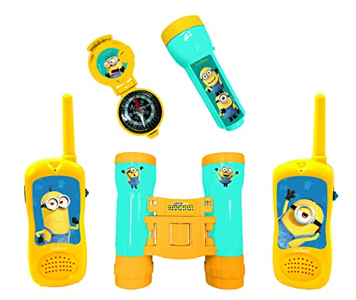 Lexibook Minions - Set für Abenteuer - Walkie-Talkies 120m, Fernglas, Kompass, Taschenlampe, Blau/Gelb, RPTW12DES von Lexibook