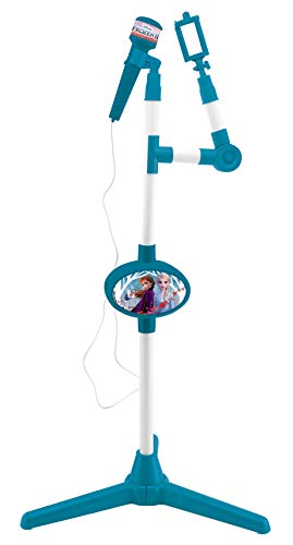 Lexibook Disney Frozen 2 Die Eiskönigin ELSA Anna Olaf Mikrofon mit Lautsprecher und beleuchtetem Standfuß, Hilfsbuchse zum Anschließen von Musik, Blau/Violett, S150FZ von Lexibook