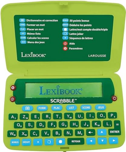 Lexibook -SCR8FR Scrabble ODS8 Electronic Dictionary Larousse FISF Ergonomic Format Large Buttons Arbike Correction Device Definitions Battery Operated Green Blue SCR8FR von Lexibook