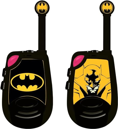 Lexibook Batman - Walkie-Talkies - Reichweite 2km, Licht-Morse Funktion, Gürtelclip, für Kinder/Jungen, Batterie, Schwarz/Gelb, TW25BAT von Lexibook