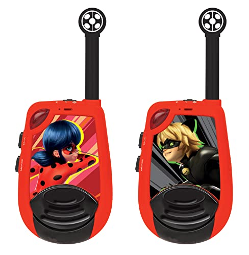 Lexibook Miraculous Ladybug Cat Noir, Walkie-Talkies, Reichweite 2km, Licht-Morse Funktion, Gürtelclip, für Kinder, Batterie,Rot, TW25MI von Lexibook