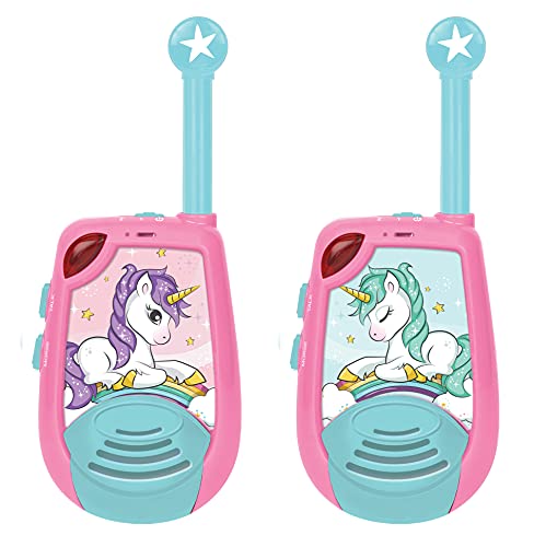 Lexibook Unicorn - Digitale Walkie-Talkies für Kinder - 2 km Reichweite, 2 Kanäle, Morsefunktion, Gürtelclip für den Transport, Batterie, Pink, TW25UNI von Lexibook