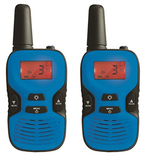 Lexibook TW43 5km Walkie-Talkies, wiederaufladbare Batterien, digitaler Sound, Indoor-und Outdoor-Kommunikationsspiel, Gürtelclip, Blau/Schwarz von Lexibook