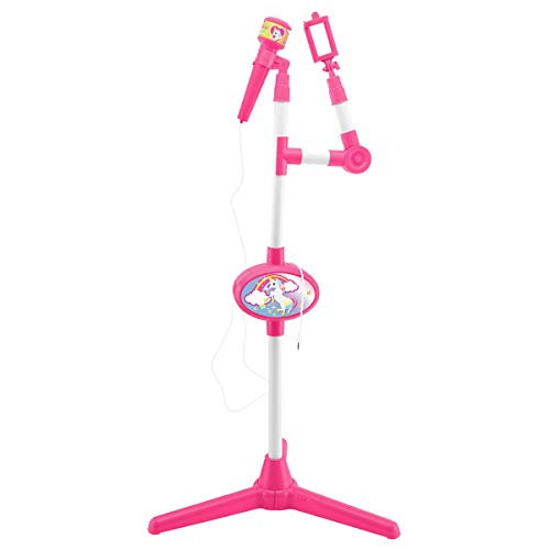 Lexibook Unicornio Leuchtfuß und integriertem, speziell Karaoke (S150UNI) Einhorn-Mikrofon mit Lautsprecher und beleuchtetem Standfuß, Hilfsbuchse zum Anschließen von Musik, Pink/Weiß von Lexibook
