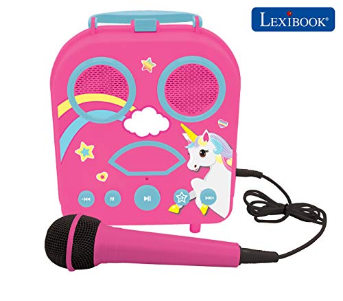 Lexibook - Mein geheimer tragbarer kabelloser Lautsprecher Einhorn, mit Mikrofon, Klinkenstecker, Karaoke-Funktion, TF/SD-Ports, rosa, BTC050UNI von Lexibook