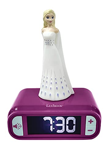 Lexibook, Die Eiskönigin, Elsa Nachtlichtwecker, Klänge und Melodien, LCD-Hintergrundbeleuchtung, Leuchtanzeige, Schlummerfunktion, lila, RL800FZ von Lexibook