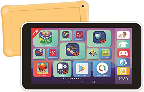 Lexibook Lexitab Master - 7 Inch Kids Tablet with Learning Apps, Games and Control of Parents - Protective Cover Included - Android, Wi-Fi, Bluetooth, Google Play, YouTube, White/Yellow, MFC149FR von Lexibook