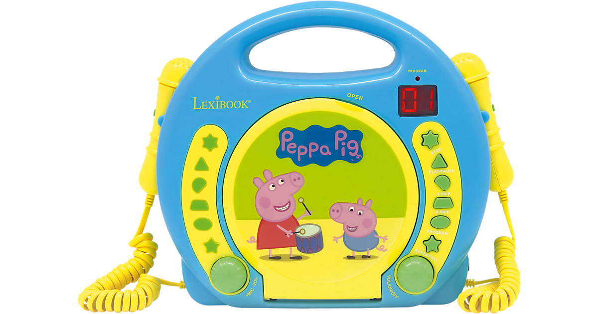 Peppa Pig Kinder CD-Player mit 2 Mikrofonen blau/gelb von Lexibook