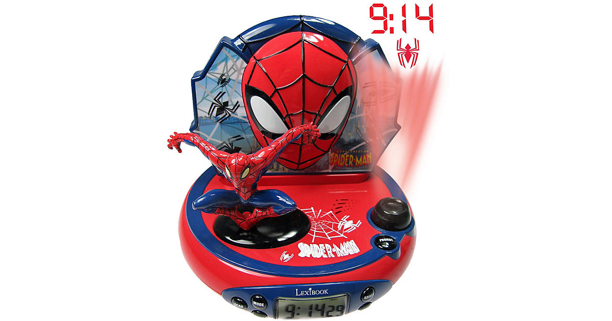 Spider-Man Radiowecker mit Projektion und Nachtlicht rot von Lexibook
