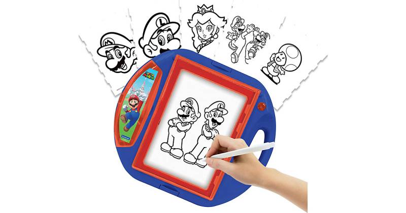 Super Mario Zeichenprojektor mit Vorlagen, Stempeln und Stift blau/rot von Lexibook