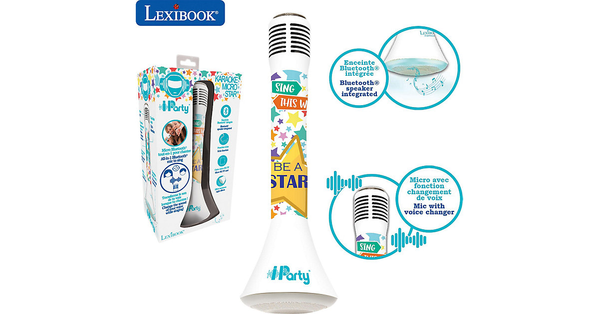 iParty Karaoké Micro Star Bluetooth® mit Voice-Changer-Funktion schwarz/rot von Lexibook