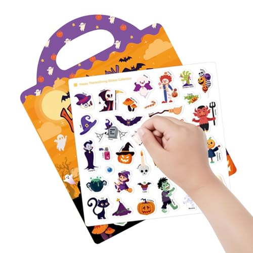Lexsyn Kinder Stickerbuch - Halloween Wiederablösbare Stickerbücher Für Kinder - Spielzeug Bastelaktivitäten Für 3-6 Jahre Mädchen Kindergarten Flugreise Party von Lexsyn