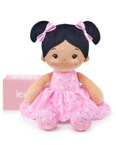 LeyaDoll Weiche Babypuppe Spielzeug (32 cm), Meine erste Stoffpuppe für 1-Jährige Mädchen, Geburtstagsgeschenk, Kleinkinder -Florabelle-Girl-Pink-Tanned von LeyaDoll