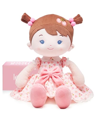 LeyaDoll Weiche Stoffpuppe (40cm),Geburtstags- & Taufgeschenk für Mädchen - Liebevolles Baby Spielzeug 0-3 Jahre - Mein erster Schutzengel - Cherry von LeyaDoll