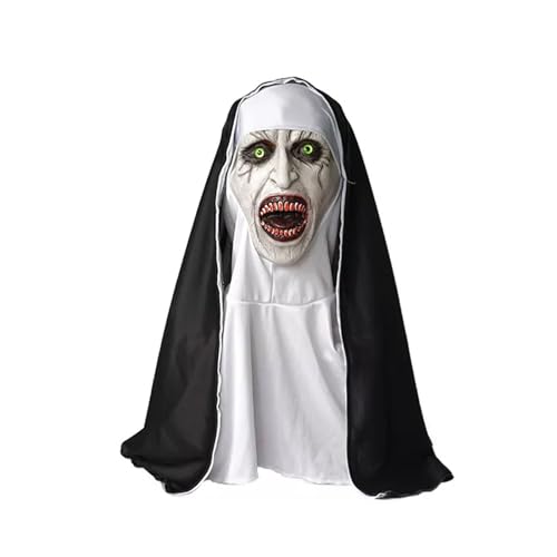 Voller Kopf Halloween Halloween Nonne Outfit Cosplay Latex Nonne Kostüm Zubehör von Leyeet