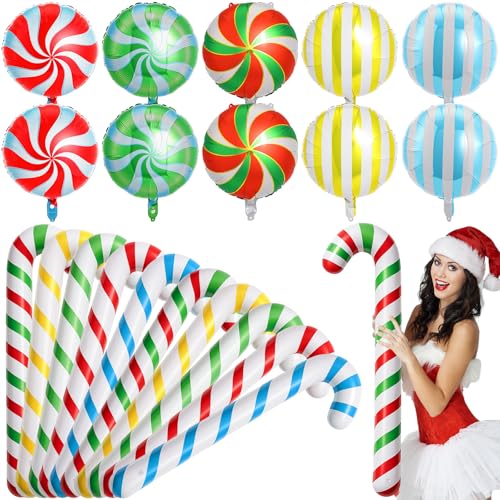 Leyndo Aufblasbare Zuckerstangen für Weihnachten, 88,9 cm, Jumbo-Weihnachtsmann-Süßigkeitenstangen, 45,7 cm, Lutscherballon, Weihnachtsbaum, hängende Verzierung für Party-Dekoration, 20 Stück Leyndo Aufblasbare Zuckerstangen für Weihnachten, 88,9 cm, Jumbo-Weihnachtsmann-Süßigkeitenstangen, 45,7 cm, Lutscherballon, Weihnachtsbaum, hängende Verzierung für Party-Dekoration, 20 Stück von Leyndo