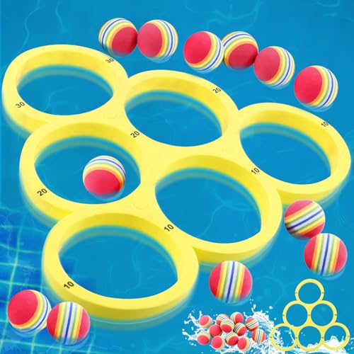 Lezehea Pool Spielzeug Erwachsene und Kinder, Pool Schwimmbad Wurfspiele mit 12 Regenbogenball, Schwimmende Wurfspiele, Pool-Ball-Wurfspiel Mit Punktestand, New Pool Spielzeug, Wassersportspielzeug Lezehea Pool Spielzeug Erwachsene und Kinder, Pool Schwimmbad Wurfspiele mit 12 Regenbogenball, Schwimmende Wurfspiele, Pool-Ball-Wurfspiel Mit Punktestand, New Pool Spielzeug, Wassersportspielzeug von Lezehea