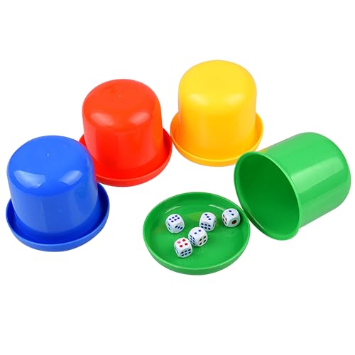 Lezevn 4-teiliges Würfelspiel-Set aus Kunststoff, Würfelstreuer, Behälter, Würfel-Shaker, Tassen-Set, Party-Requisiten, Spielzubehör für Bar von Lezevn