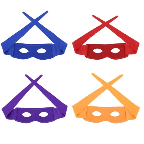 Lezevn 4 x Ninja-Stil-Gesichtsmaske, mehrfarbig, verstellbar, Halbmasken, Superhelden, Cosplay, Party, Verkleidungszubehör von Lezevn