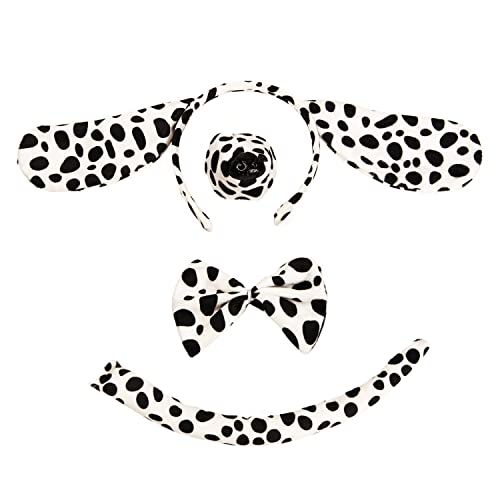 Lezevn Dalmatiner-Kostüm-Set, 4-teilig, Hunde-Kopfband, Ohren, Nase, Fliege, Schwanz, für Halloween, Cosplay, Kostümzubehör Lezevn Dalmatiner-Kostüm-Set, 4-teilig, Hunde-Kopfband, Ohren, Nase, Fliege, Schwanz, für Halloween, Cosplay, Kostümzubehör von Lezevn