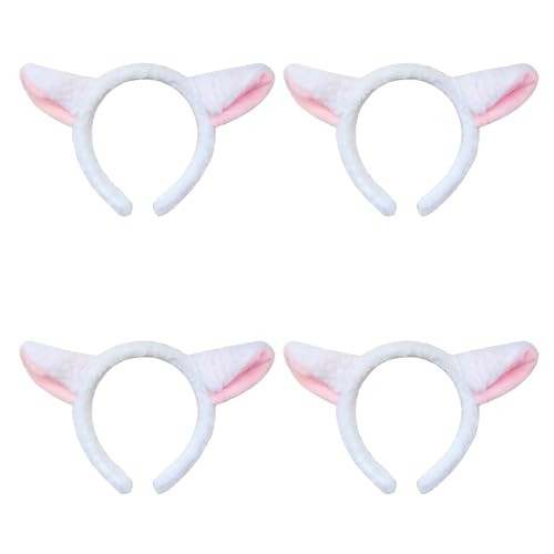Lezevn Lamm Stirnband Schaf Stirnband Weiß und Rosa Lamm Tier Kostüm Zubehör Kreative Haarschmuck 4 Stück von Lezevn