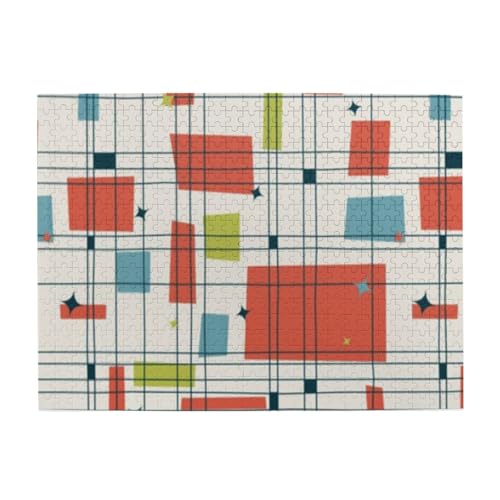 500 Teile, Puzzles für Erwachsene, anspruchsvolle Puzzles, Puzzlespiel für das Ganze,Abstraktes Mid-Century Modern Grid von LfearTesa