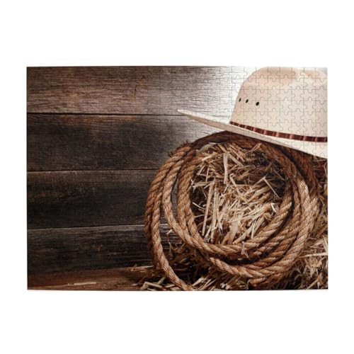 500 Teile, Puzzles für Erwachsene, anspruchsvolle Puzzles, Puzzlespiel für das Ganze,Amerikanischer Westen Rodeo Cowboy Strohhut Traditionelle Western Ranching Seil Alte Holz Ranch Scheune 500 Teile, Puzzles für Erwachsene, anspruchsvolle Puzzles, Puzzlespiel für das Ganze,Amerikanischer Westen Rodeo Cowboy Strohhut Traditionelle Western Ranching Seil Alte Holz Ranch Scheune von LfearTesa