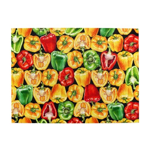 500 Teile, Puzzles für Erwachsene, anspruchsvolle Puzzles, Puzzlespiel für das Ganze,Aquarell Paprika von LfearTesa