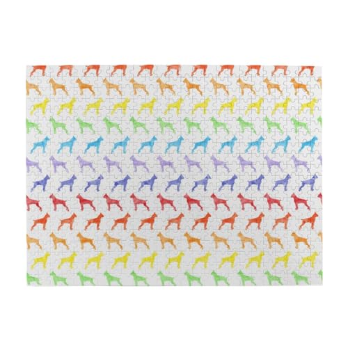 500 Teile, Puzzles für Erwachsene, anspruchsvolle Puzzles, Puzzlespiel für das Ganze,Boxerhunde Regenbogen (abgeschnitten) von LfearTesa