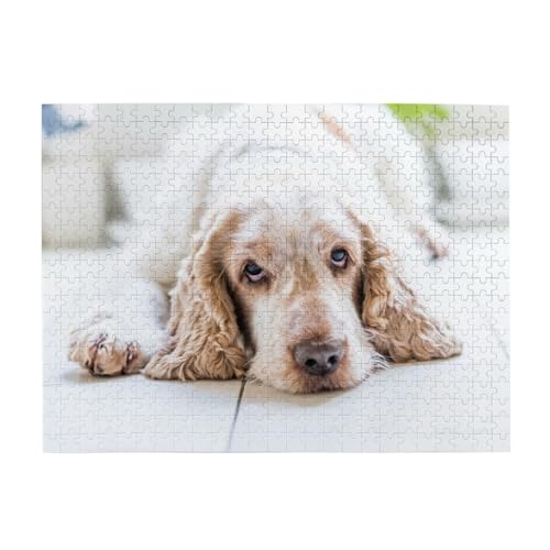 500 Teile, Puzzles für Erwachsene, anspruchsvolle Puzzles, Puzzlespiel für das Ganze,Cocker Spaniel Brauner Spaniel Traurige Hunde Hunde Haustiere von LfearTesa