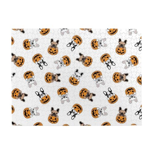 500 Teile, Puzzles für Erwachsene, anspruchsvolle Puzzles, Puzzlespiel für das Ganze,Französische Bulldogge Kürbis Halloween 500 Teile, Puzzles für Erwachsene, anspruchsvolle Puzzles, Puzzlespiel für das Ganze,Französische Bulldogge Kürbis Halloween von LfearTesa