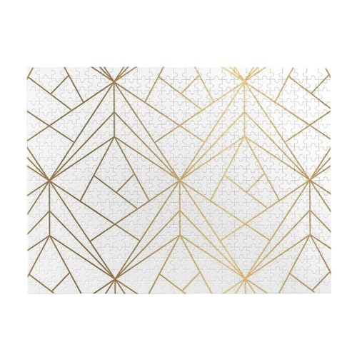 500 Teile, Puzzles für Erwachsene, anspruchsvolle Puzzles, Puzzlespiel für das Ganze,Geometrisches Goldmuster mit weißem Schimmer 500 Teile, Puzzles für Erwachsene, anspruchsvolle Puzzles, Puzzlespiel für das Ganze,Geometrisches Goldmuster mit weißem Schimmer von LfearTesa