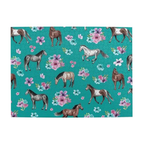 500 Teile, Puzzles für Erwachsene, anspruchsvolle Puzzles, Puzzlespiel für das Ganze,Pferdemuster Blumendruck Kleine Mädchenzimmer Pferde 500 Teile, Puzzles für Erwachsene, anspruchsvolle Puzzles, Puzzlespiel für das Ganze,Pferdemuster Blumendruck Kleine Mädchenzimmer Pferde von LfearTesa