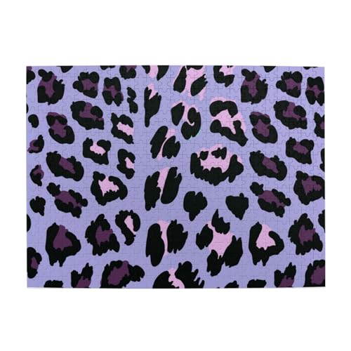 500 Teile, Puzzles für Erwachsene, anspruchsvolle Puzzles, Puzzlespiel für das Ganze,Rosa Lila Leopard von LfearTesa