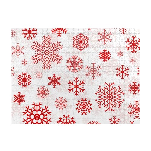500 Teile, Puzzles für Erwachsene, anspruchsvolle Puzzles, Puzzlespiel für das Ganze,Rote Schneeflocke Weiße Weihnachten von LfearTesa