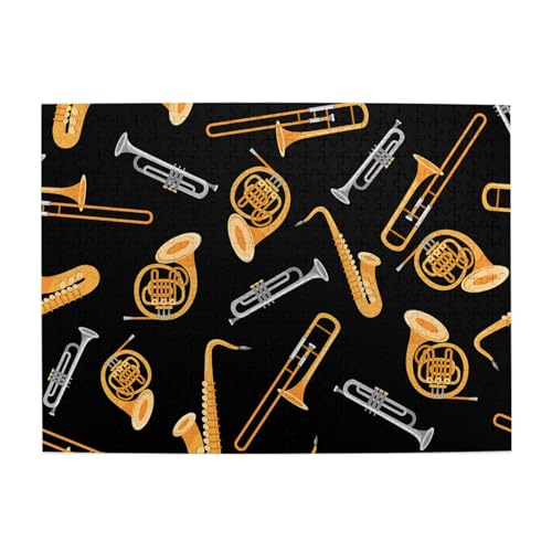 500 Teile, Puzzles für Erwachsene, anspruchsvolle Puzzles, Puzzlespiel für das Ganze,Saxophon Posaune Musik Schwarz 500 Teile, Puzzles für Erwachsene, anspruchsvolle Puzzles, Puzzlespiel für das Ganze,Saxophon Posaune Musik Schwarz von LfearTesa
