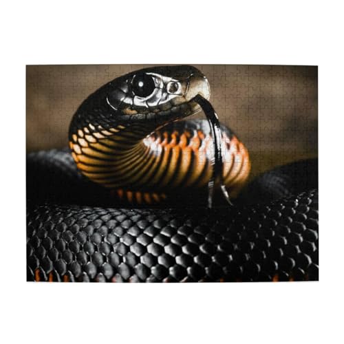 500 Teile, Puzzles für Erwachsene, anspruchsvolle Puzzles, Puzzlespiel für das Ganze,Schwarzer Mamba-Schlangendruck von LfearTesa