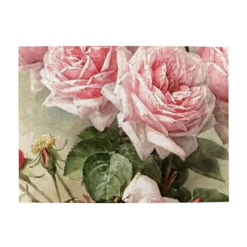 500 Teile, Puzzles für Erwachsene, anspruchsvolle Puzzles, Puzzlespiel für das Ganze,Shabby Chic rosa viktorianische Rosen 500 Teile, Puzzles für Erwachsene, anspruchsvolle Puzzles, Puzzlespiel für das Ganze,Shabby Chic rosa viktorianische Rosen von LfearTesa