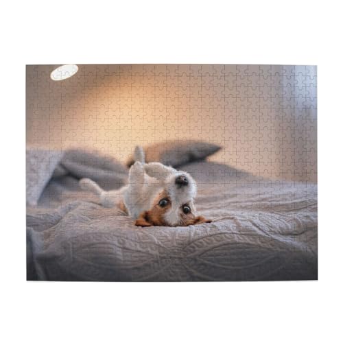 500 Teile, Puzzles für Erwachsene, anspruchsvolle Puzzles, Puzzlespiel für das Ganze,Süßer Kleiner Hund Jack Russell Terrier von LfearTesa