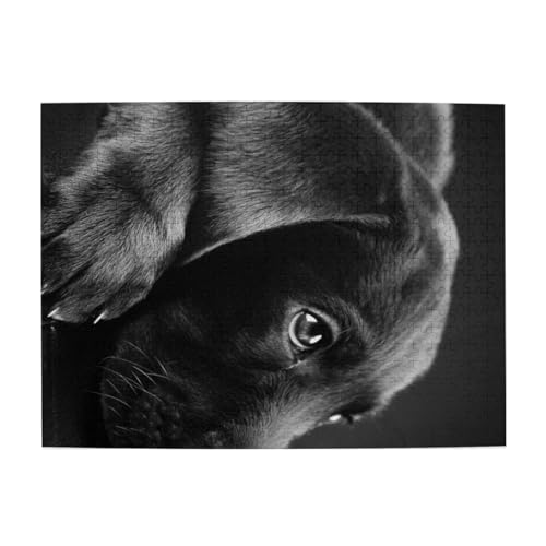 500 Teile, Puzzles für Erwachsene, anspruchsvolle Puzzles, Puzzlespiel für das Ganze,Süßer schwarzer Labrador von LfearTesa