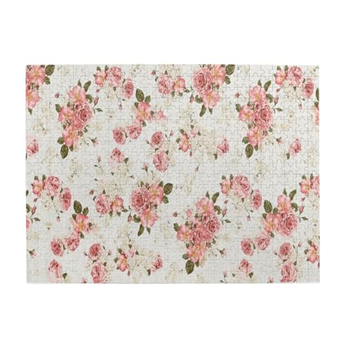 500 Teile, Puzzles für Erwachsene, anspruchsvolle Puzzles, Puzzlespiel für das Ganze,Vintage Shabby Chic Blumen rosa Rose Blume 500 Teile, Puzzles für Erwachsene, anspruchsvolle Puzzles, Puzzlespiel für das Ganze,Vintage Shabby Chic Blumen rosa Rose Blume von LfearTesa