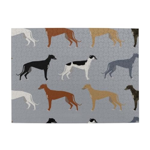 500 Teile, Puzzles für Erwachsene, anspruchsvolle Puzzles, Puzzlespiel für das Ganze,Windhunde Größere Version Hunde Windhundmäntel Farben von LfearTesa