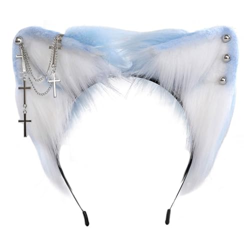 Halloween-Katzenohr-Haarband mit Metall-Ohrringen, Rollenspiel, Katzenohren, realistisches Ohr-Haarband für Mädchen, Make-up Halloween-Katzenohr-Haarband mit Metall-Ohrringen, Rollenspiel, Katzenohren, realistisches Ohr-Haarband für Mädchen, Make-up von LfrXtra
