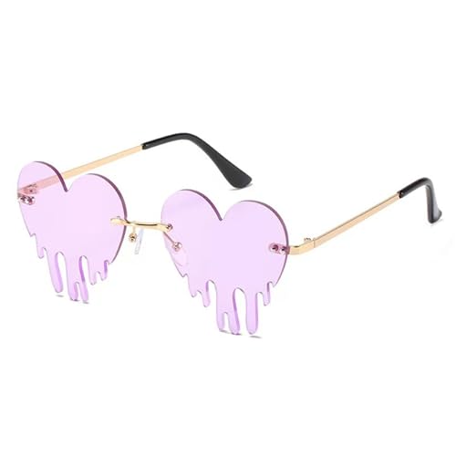LfrXtra Bekleidungszubehör, herzförmige tropfende Sonnenbrille für Damen und Jugendliche, modische randlose Veranstaltungsbrille für Musikfestival und sogar Nacht LfrXtra Bekleidungszubehör, herzförmige tropfende Sonnenbrille für Damen und Jugendliche, modische randlose Veranstaltungsbrille für Musikfestival und sogar Nacht von LfrXtra