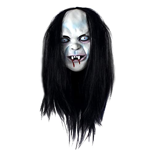 LfrXtra Halloween Horrormaske Mit Schwarzen Langen Geraden Perückenlieferungen Für Home Christmas Themed Party Decor LfrXtra Halloween Horrormaske Mit Schwarzen Langen Geraden Perückenlieferungen Für Home Christmas Themed Party Decor von LfrXtra