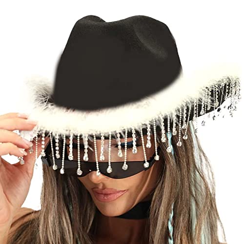 LfrXtra Hut, Westernhut für Frauen und Mädchen, Foto-Requisiten, Quasten, Brauthüte für Party von LfrXtra