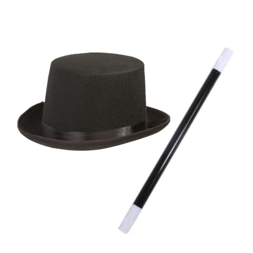 LfrXtra Hut, Zauberer-Kostüm-Zubehör mit Hut, Umhang, Zauberstab, Schleifen, Krawatte für Auftritte, Requisiten, Cosplay, Umhang, Hut, Verkleidungsrequisiten-Set von LfrXtra